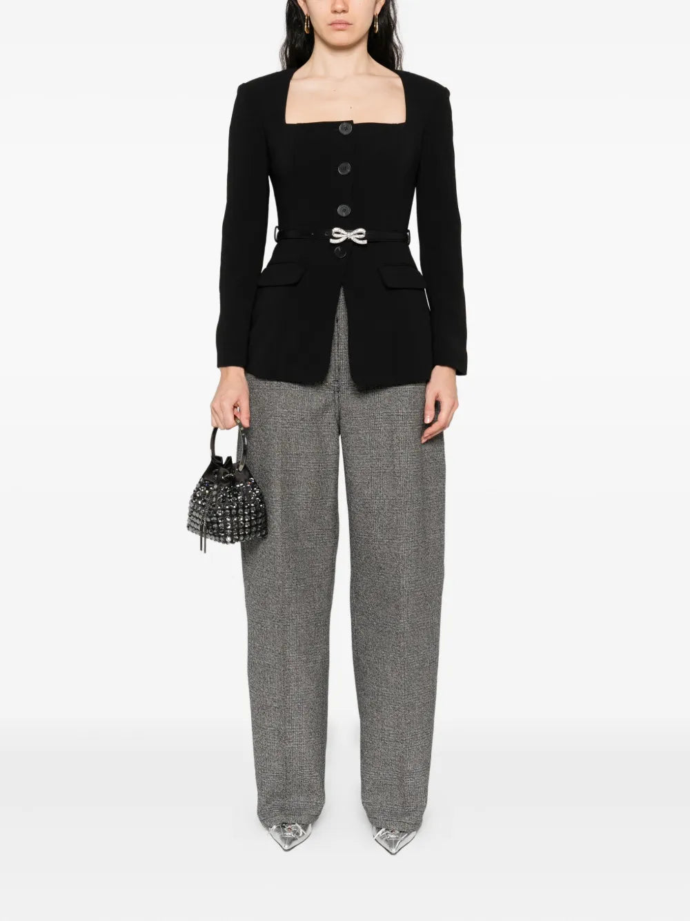 Jacket with bow decoration and belt