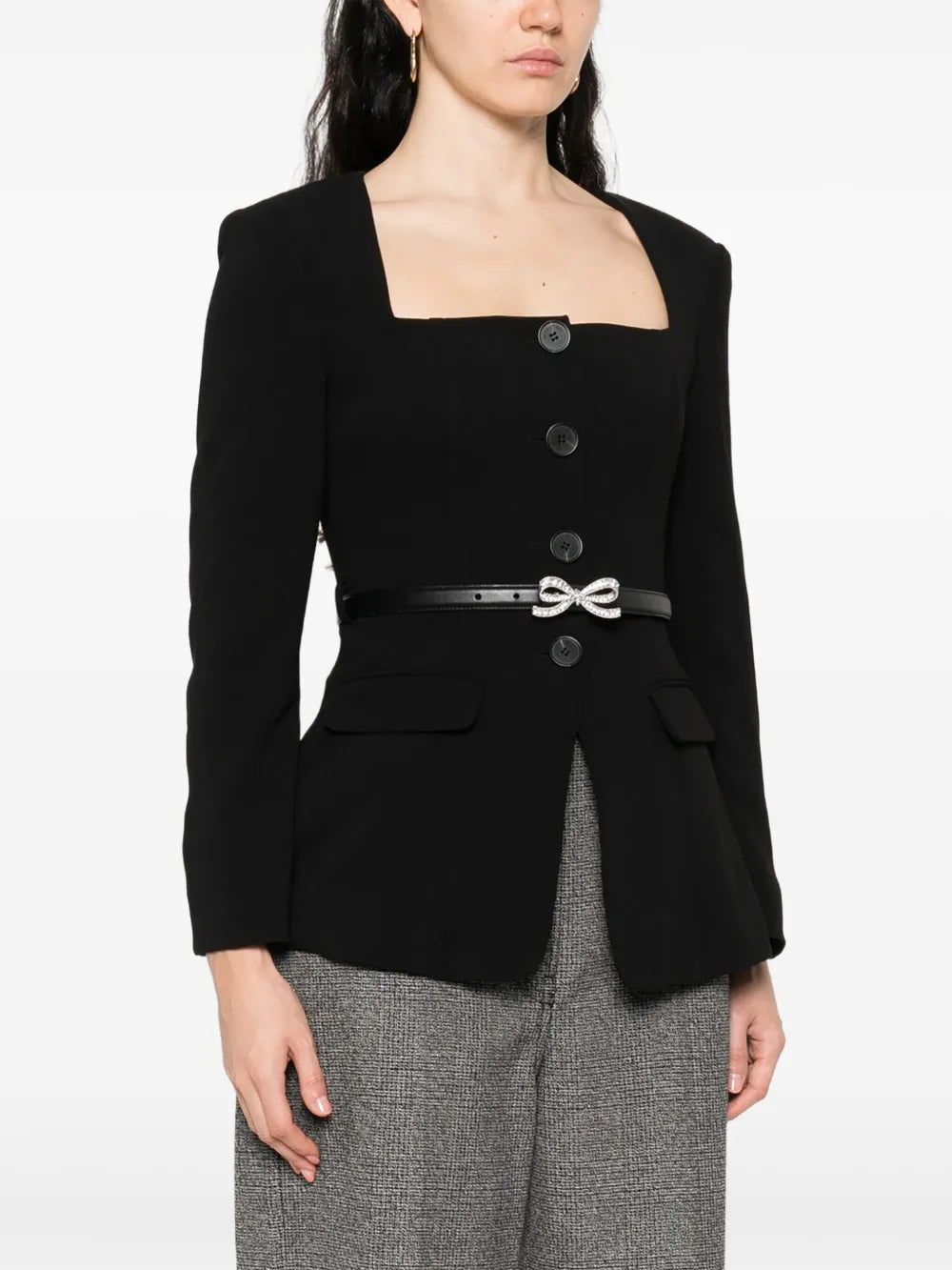 Jacket with bow decoration and belt