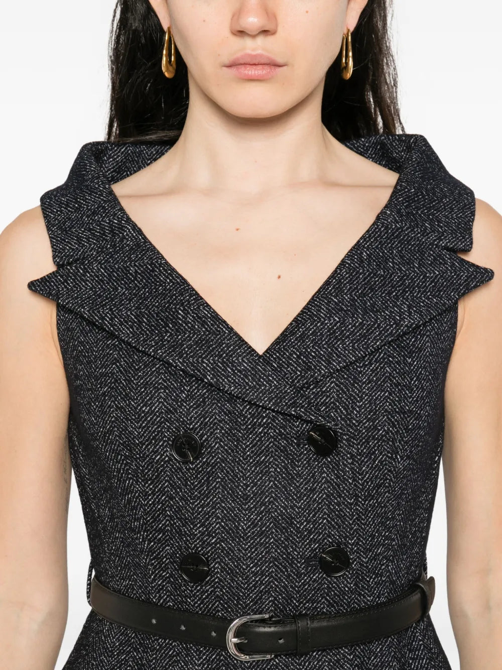 Double-breasted dress with belt