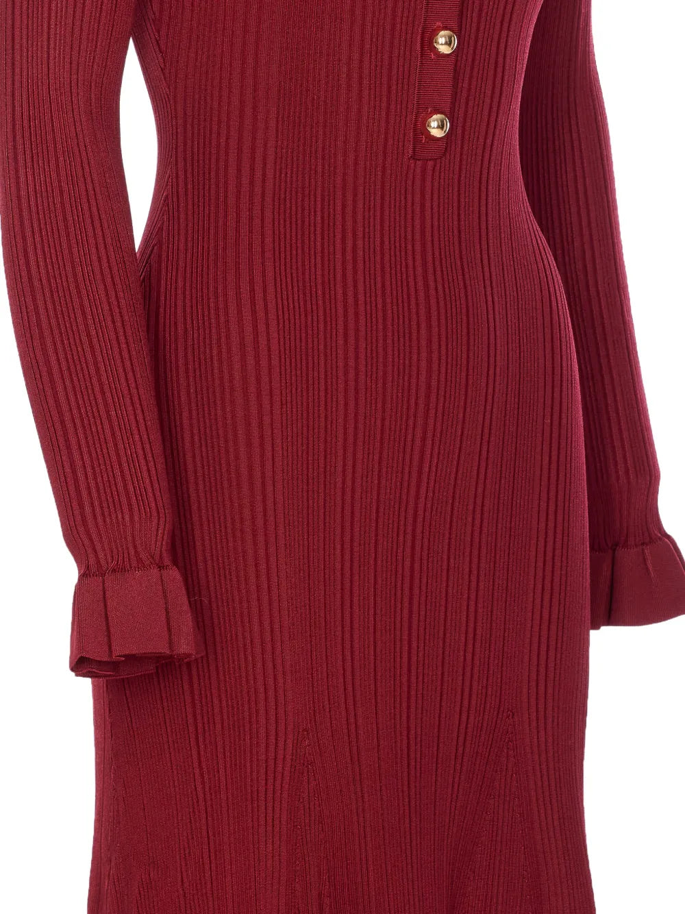 Geripptes Kleid mit Knopfleiste