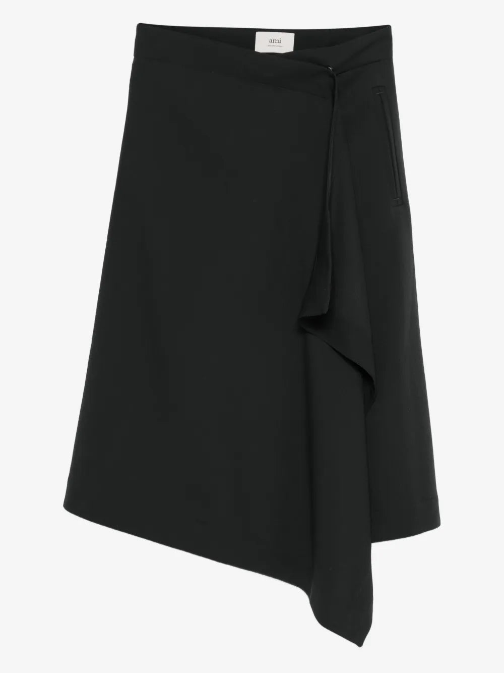 Asymmetrischer Midi-Wickelrock aus Merinowolle