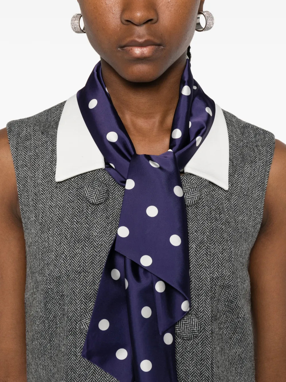 GREY HERRINGBONE SCARF DETAIL MINI DRESS