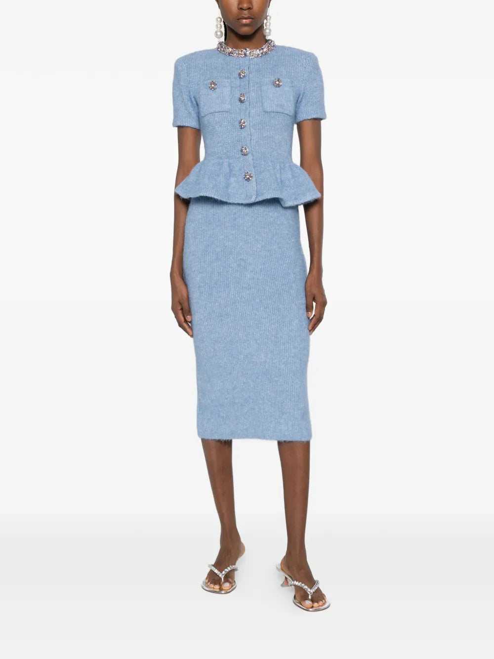 Midikleid mit Peplum-Taille