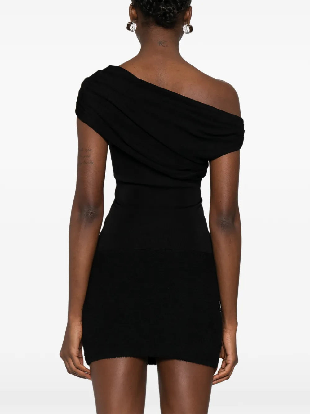 BLACK DRAPED KNIT TOP