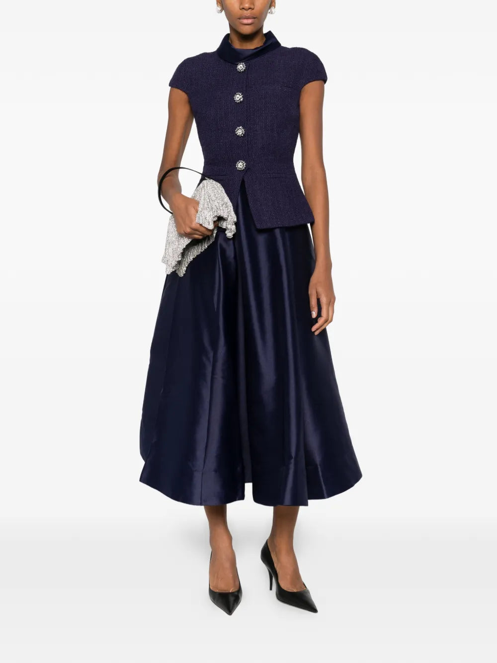 Klassisches Midikleid mit Bouclé-Effekt