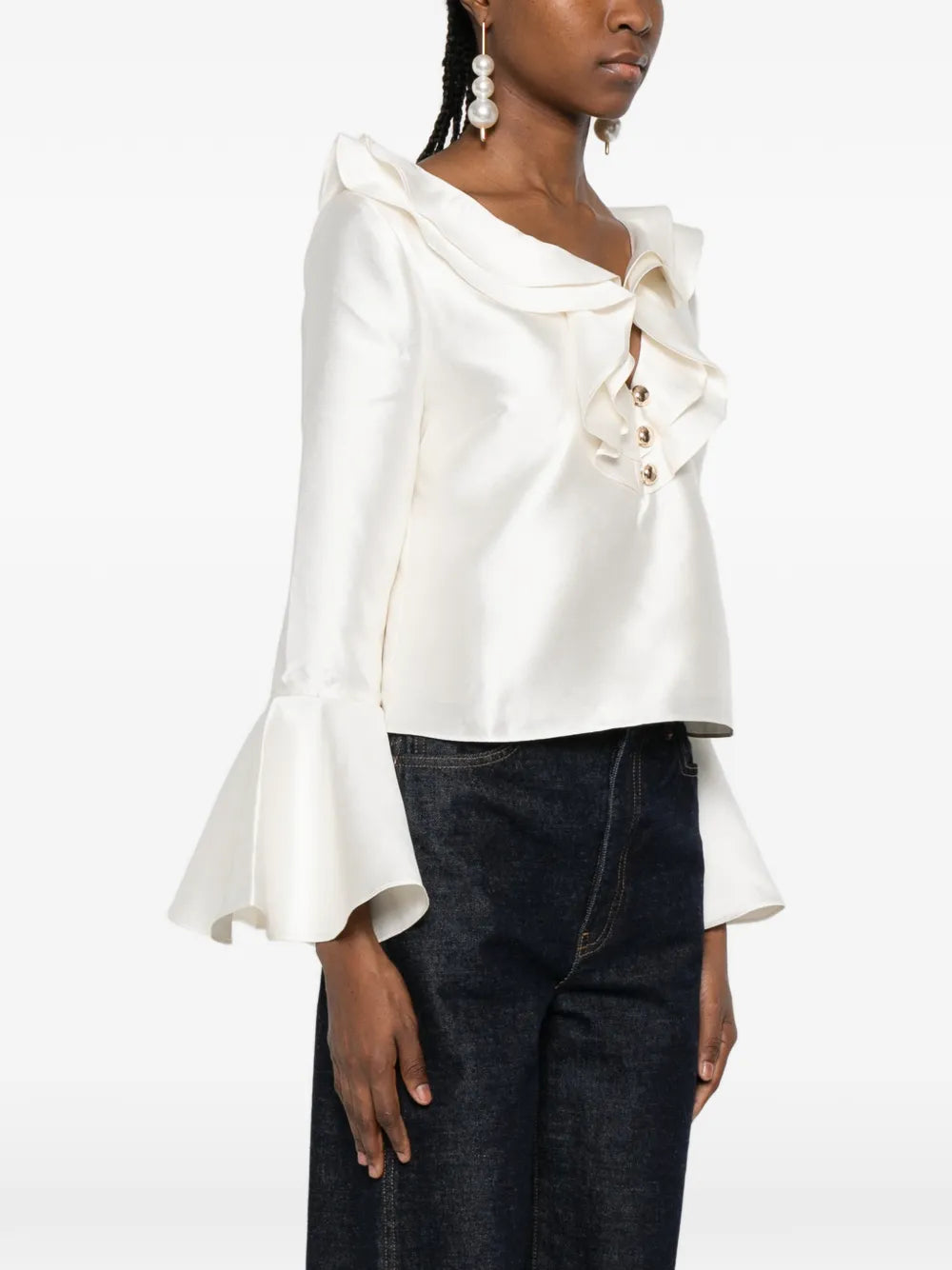 Gathered taffeta blouse
