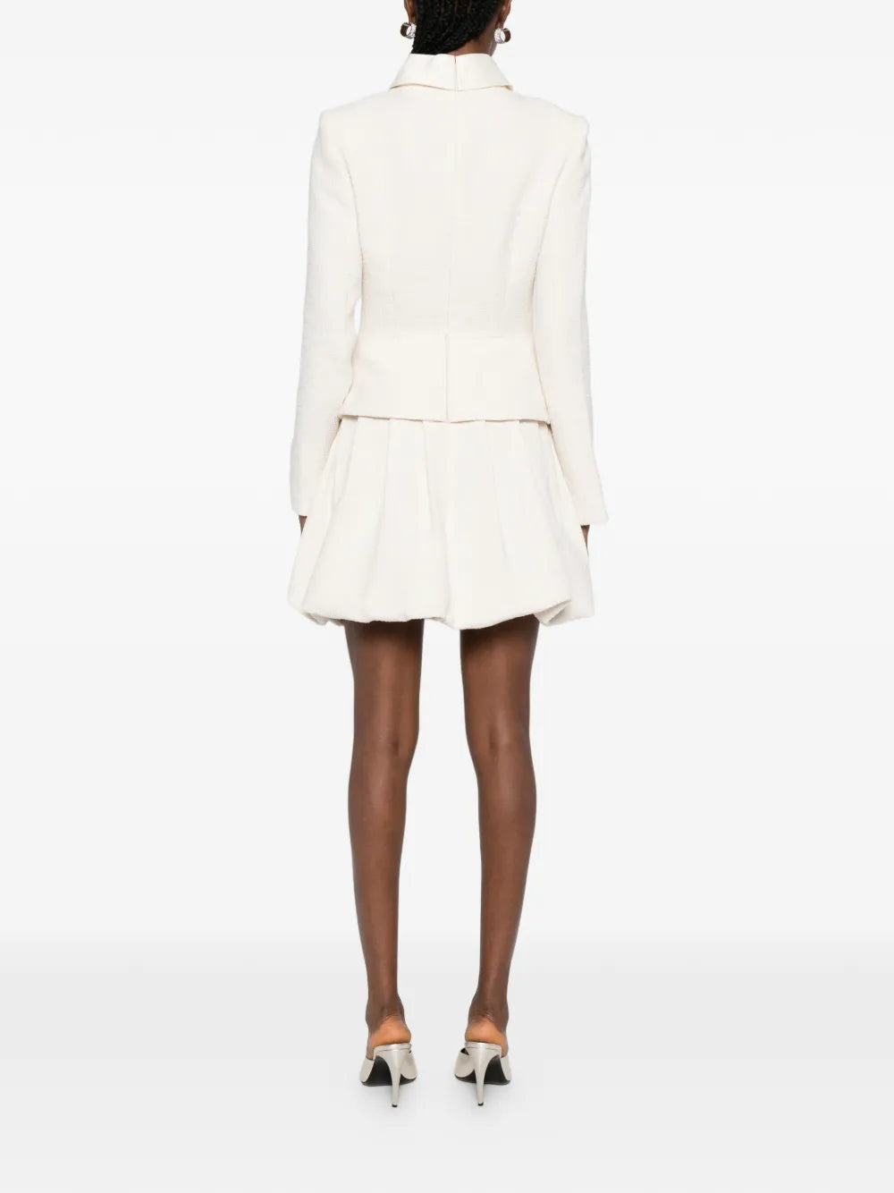 Bouclé mini dress with collar