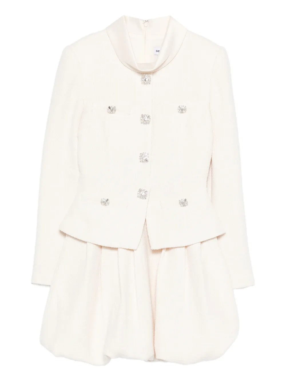 Bouclé mini dress with collar