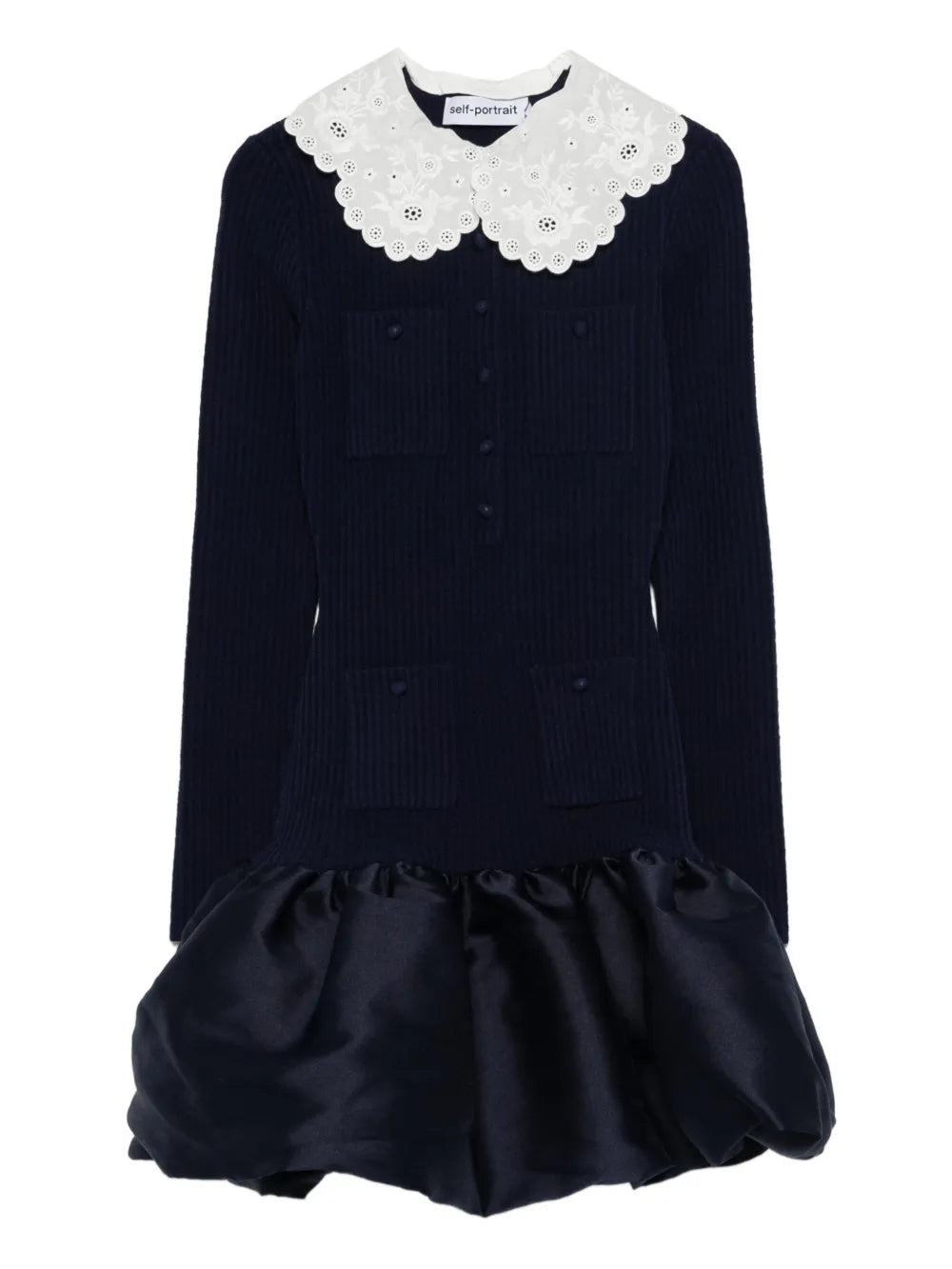 Minikleid mit gewelltem Kragen