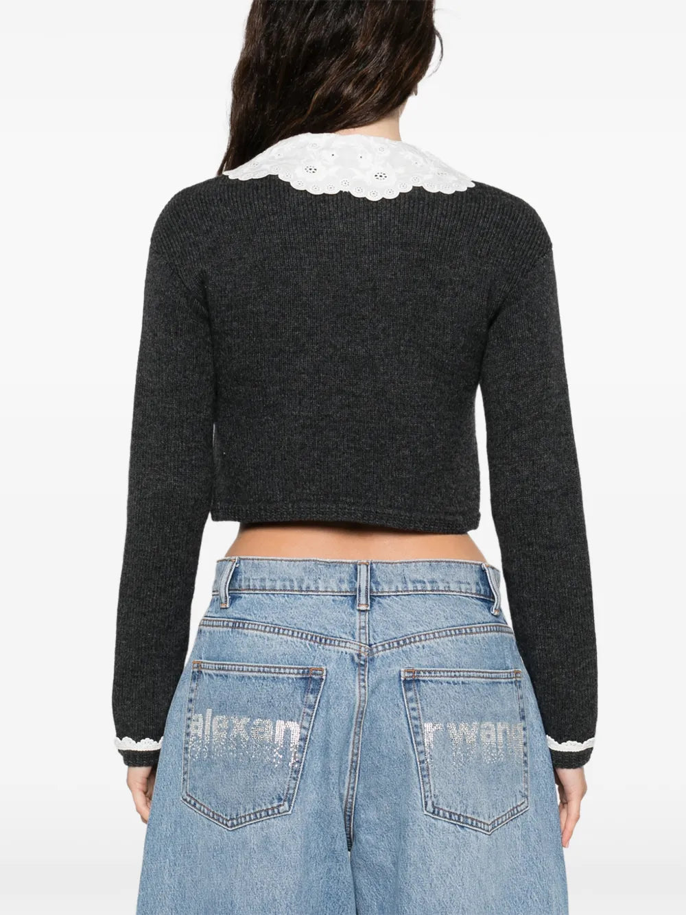 Cardigan mit Spitzenkragen