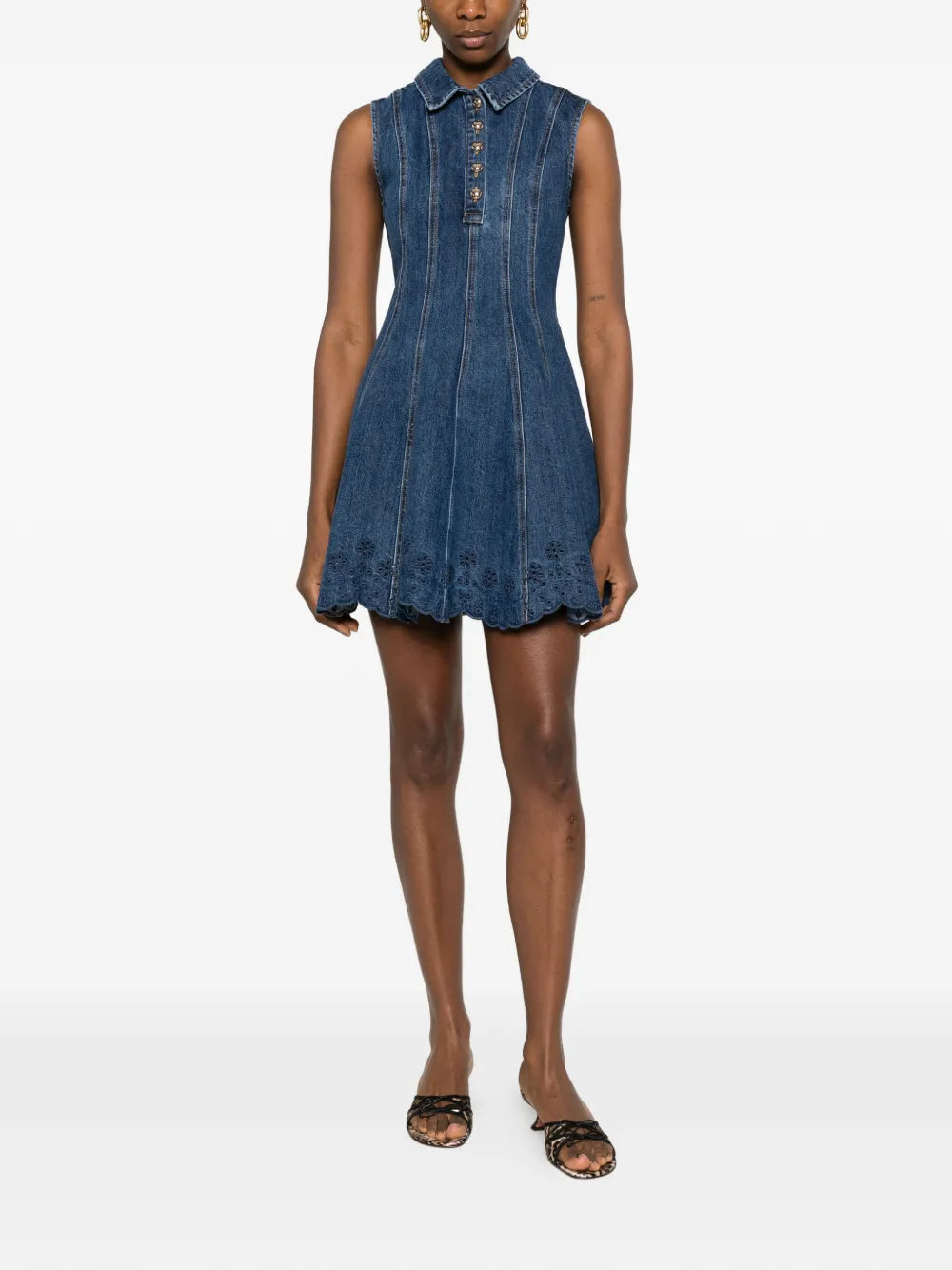 Jeans-Minikleid mit Lochstickerei
