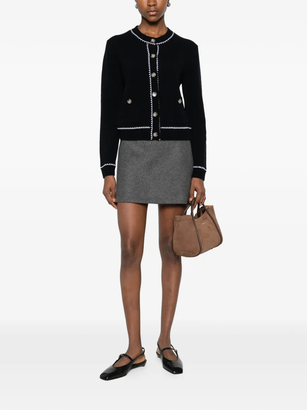 Geknöpfter Cardigan mit Besatz