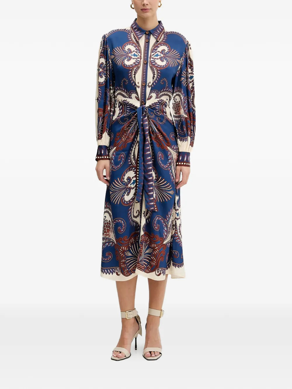 Midi dress with tie belt