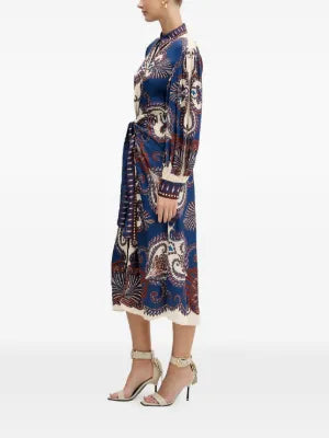 Midi dress with tie belt