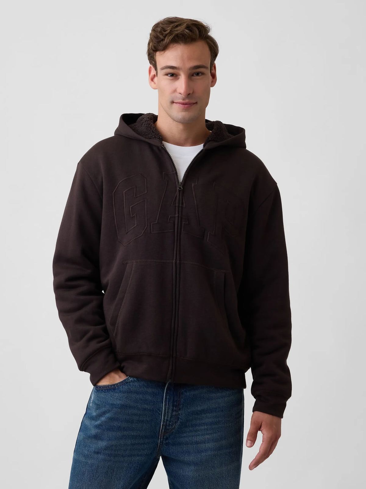 gefütterte Herren Kapuzenjacke mit Logo