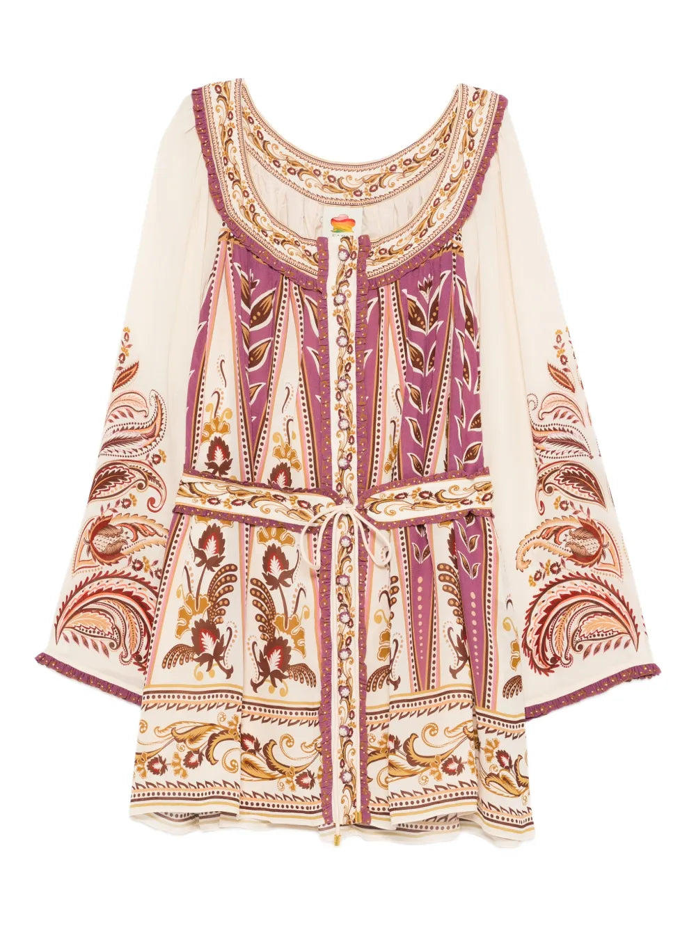 AINIKA Floral Mini Dress with Tie Belt