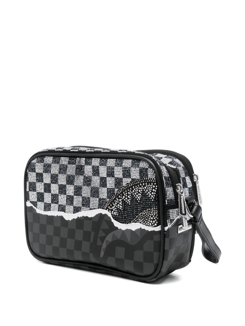 Toiletry bag with checkerboard pattern