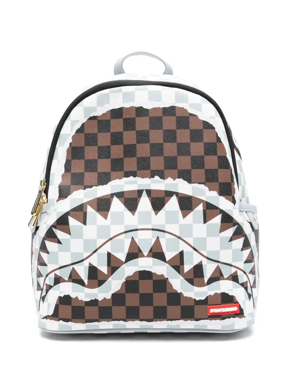 Backpack with checkerboard pattern