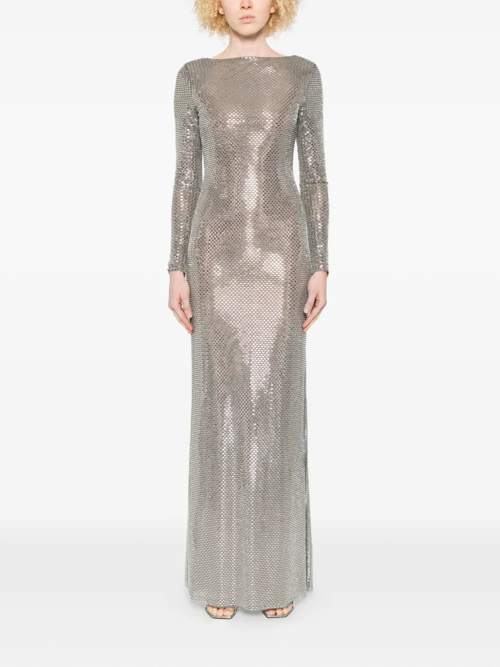 Embellished Maxi Dress with Long Sleeves