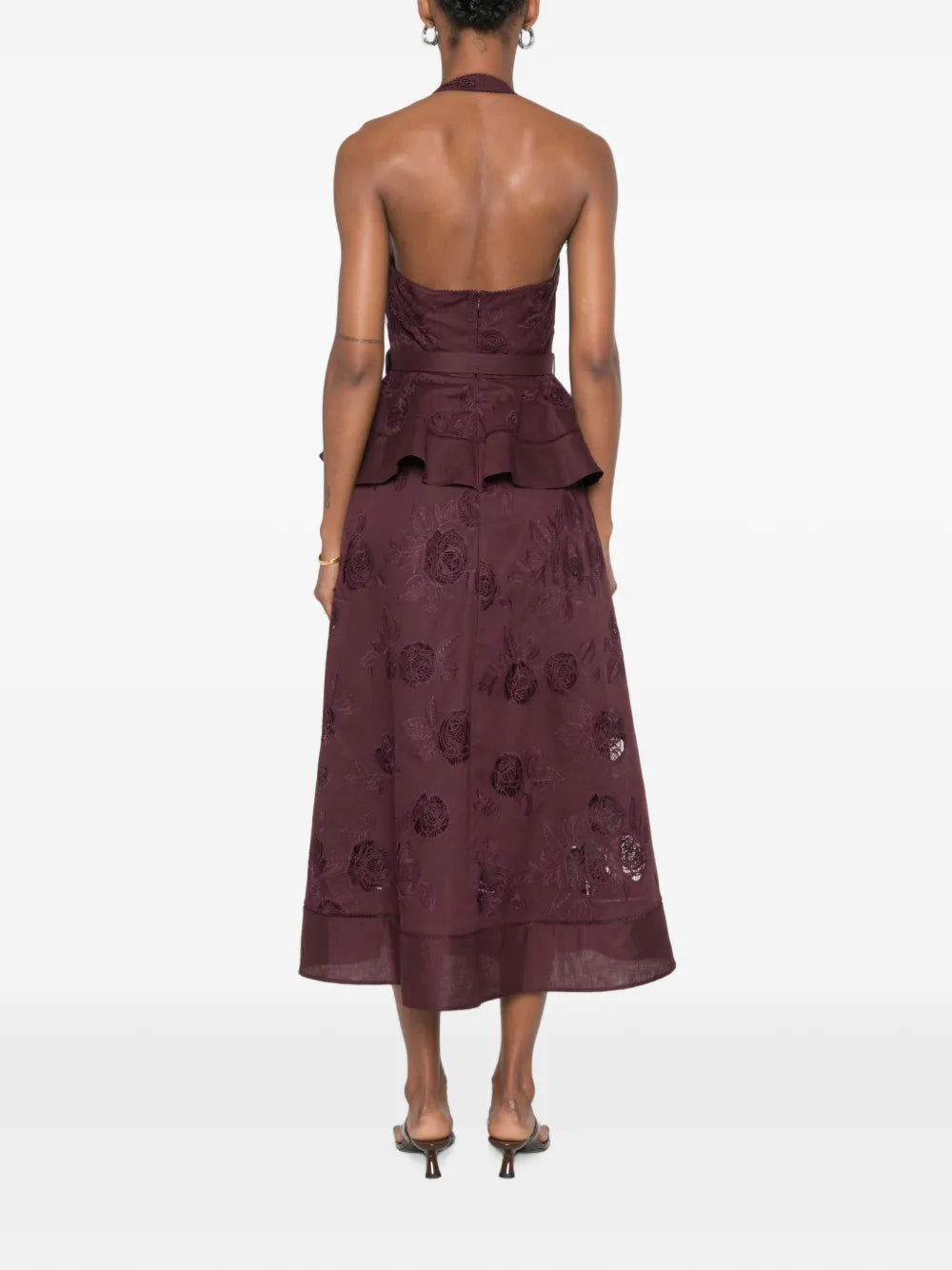 Midi-Kleid mit Blumenstickerei