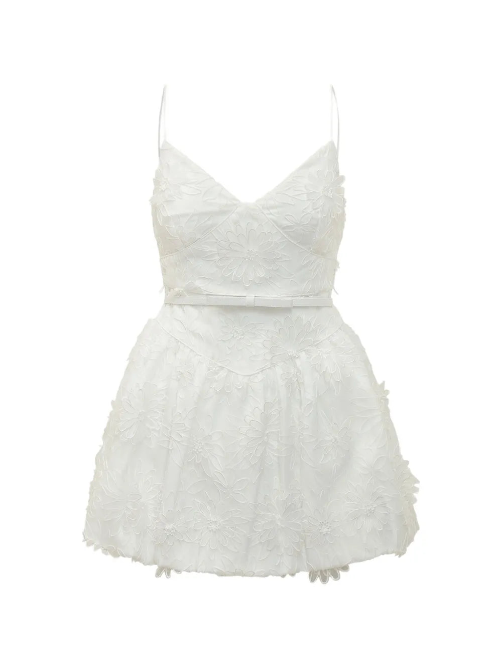 Mini dress with floral appliqué