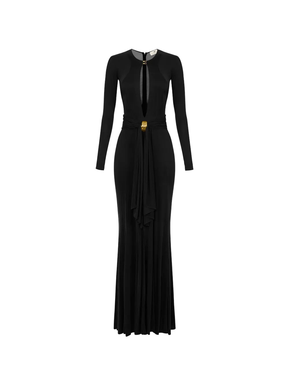Maxikleid mit Keyhole-Ausschnitt und Drapierung