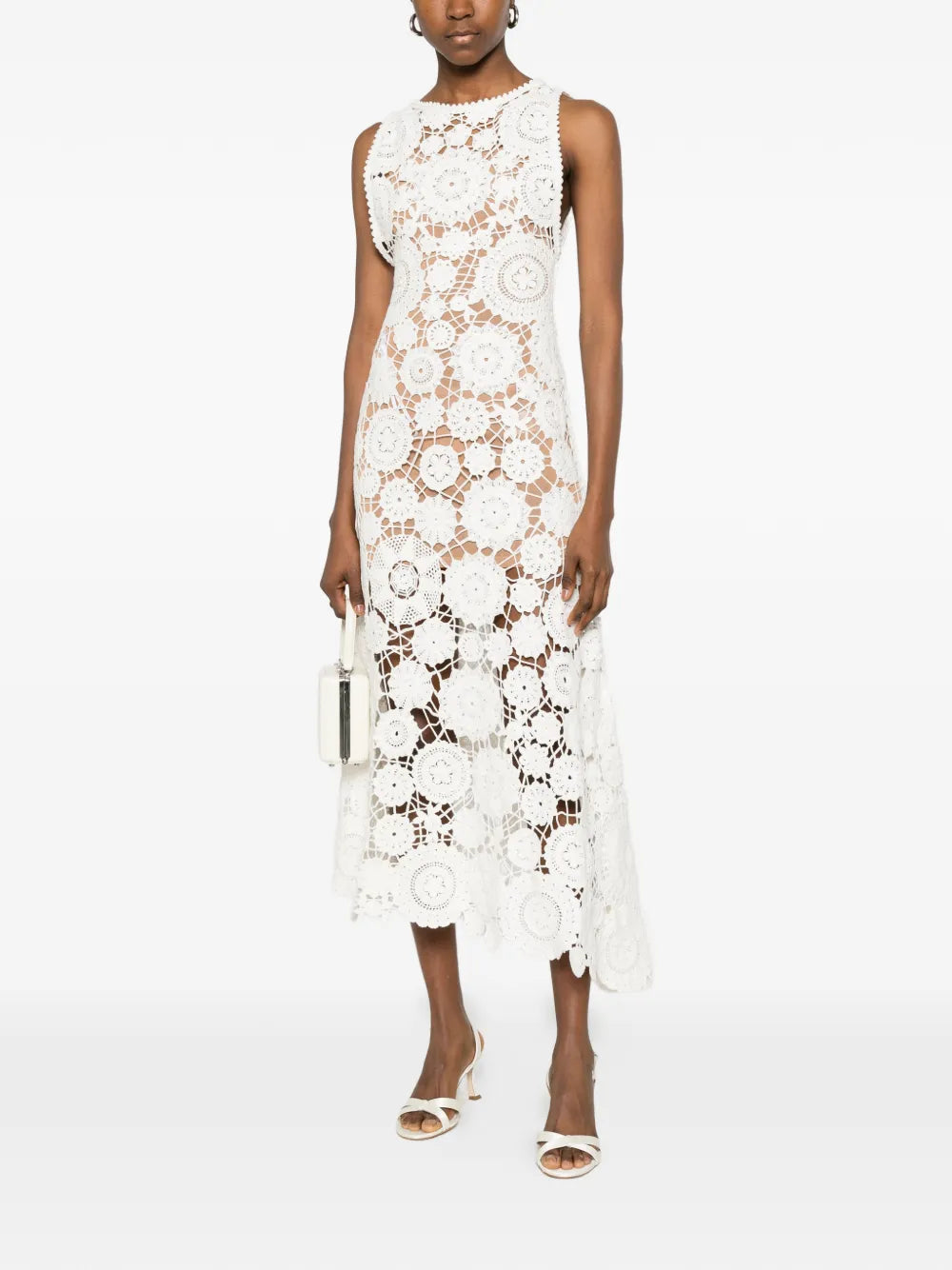 Crocheted Maxi Dress with Flowers