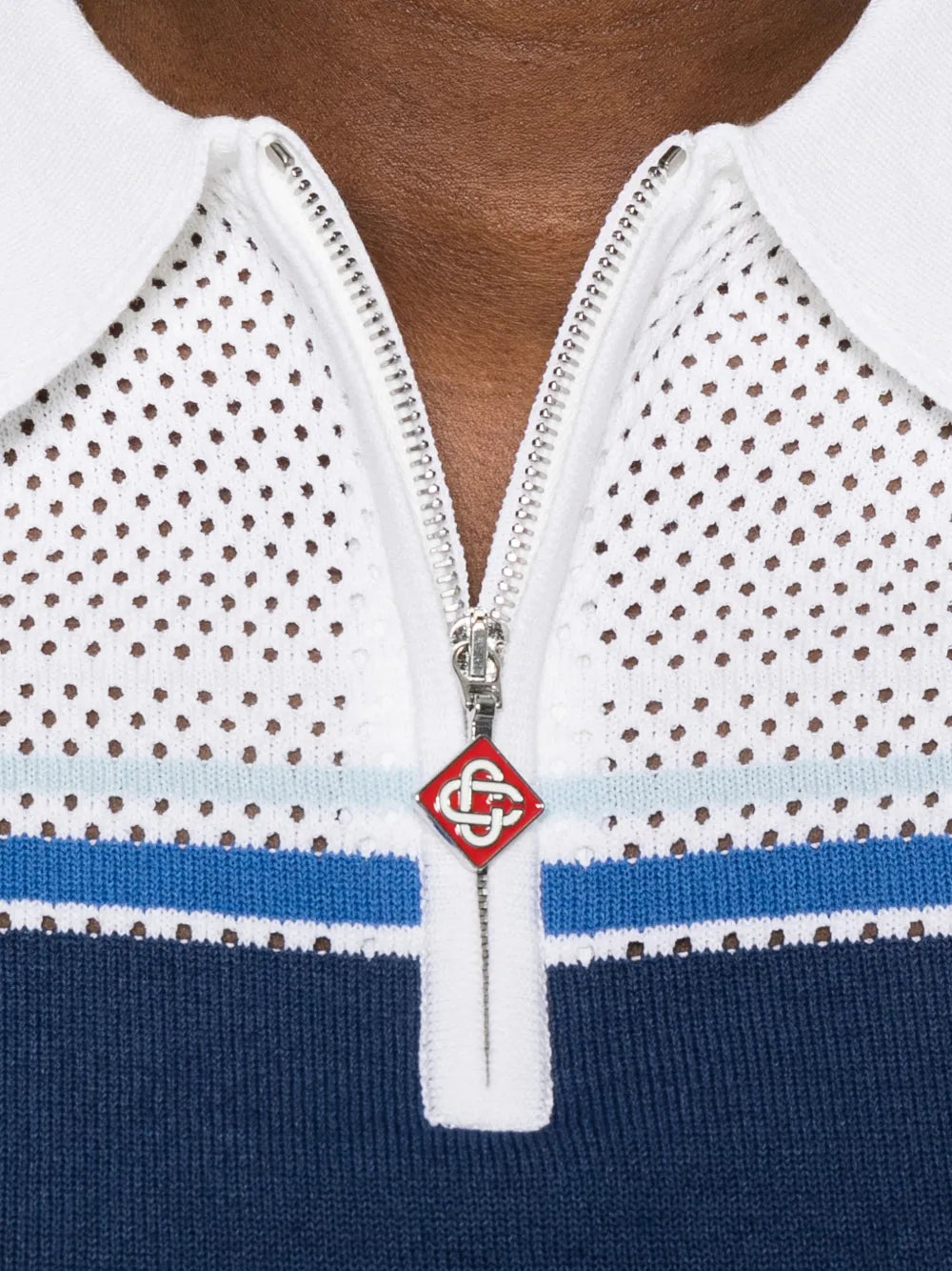 Gestreiftes Poloshirt mit Reißverschluss