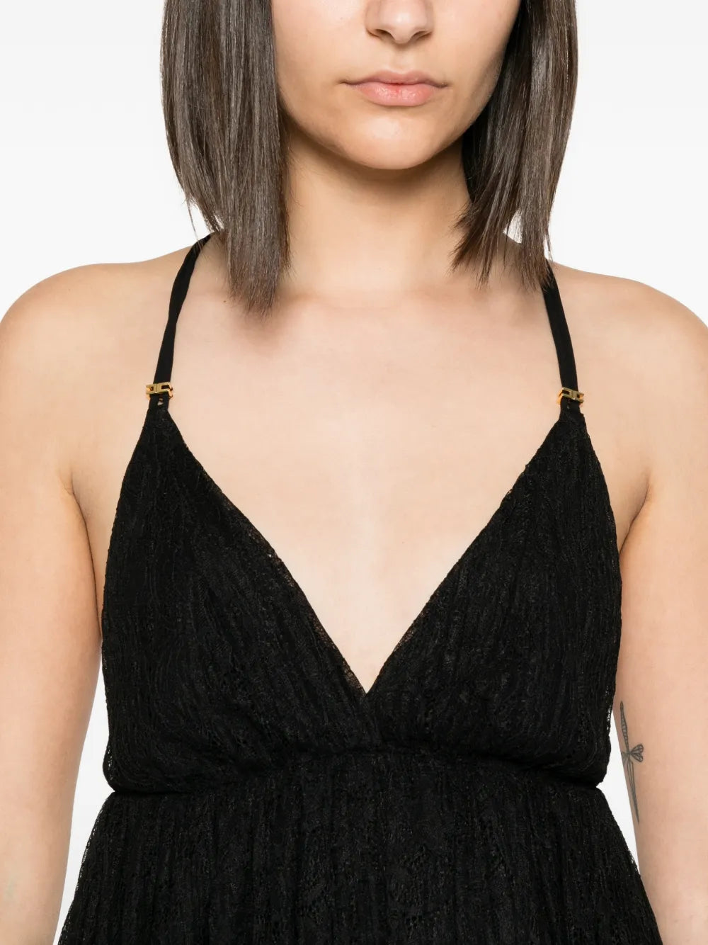 Asymmetrisches Minikleid mit Spitze