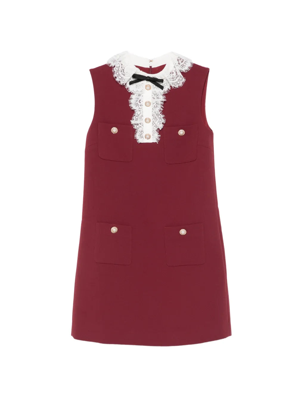 Mini-Kleid mit Spitzenbesatz und Schleife