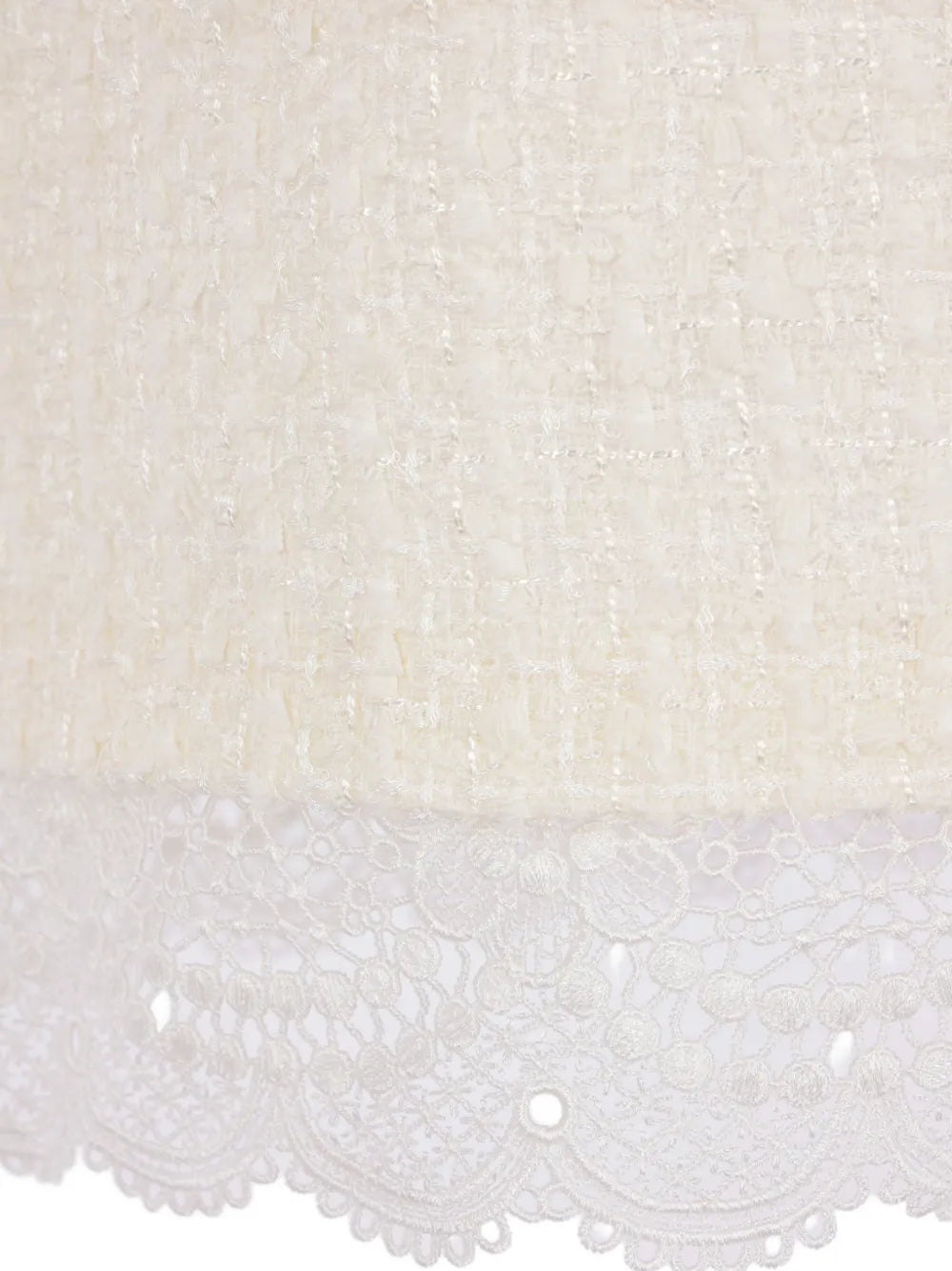 cream mini skirt with bouclé lace