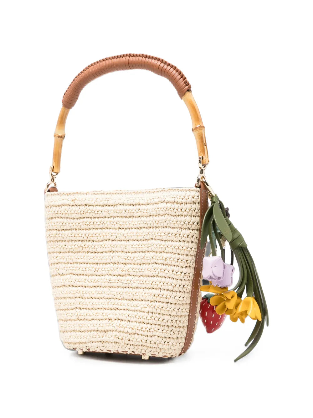 Tragetasche aus Raffia mit Bambusgriff