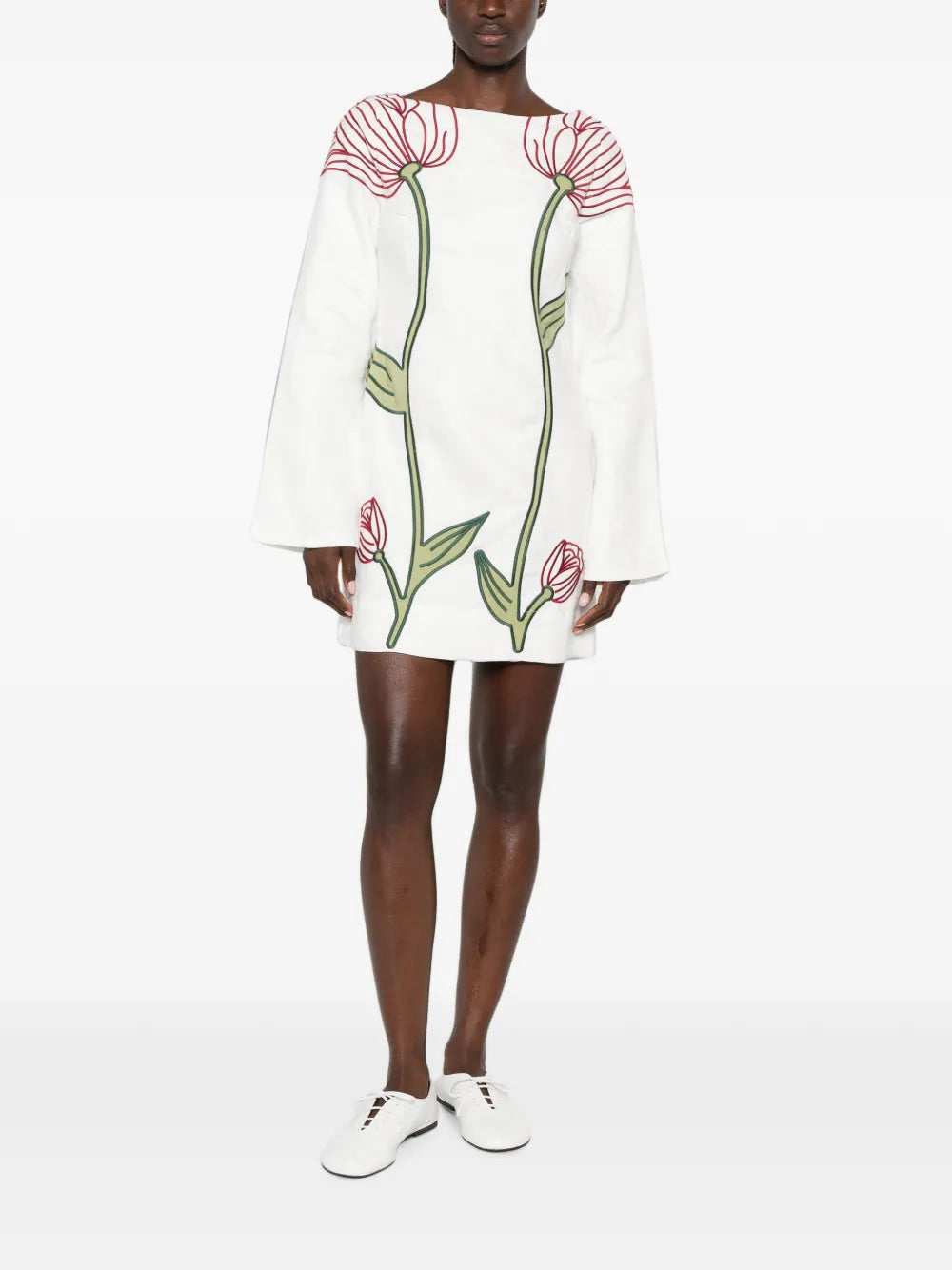 Minikleid mit gestickten Blumenapplikationen