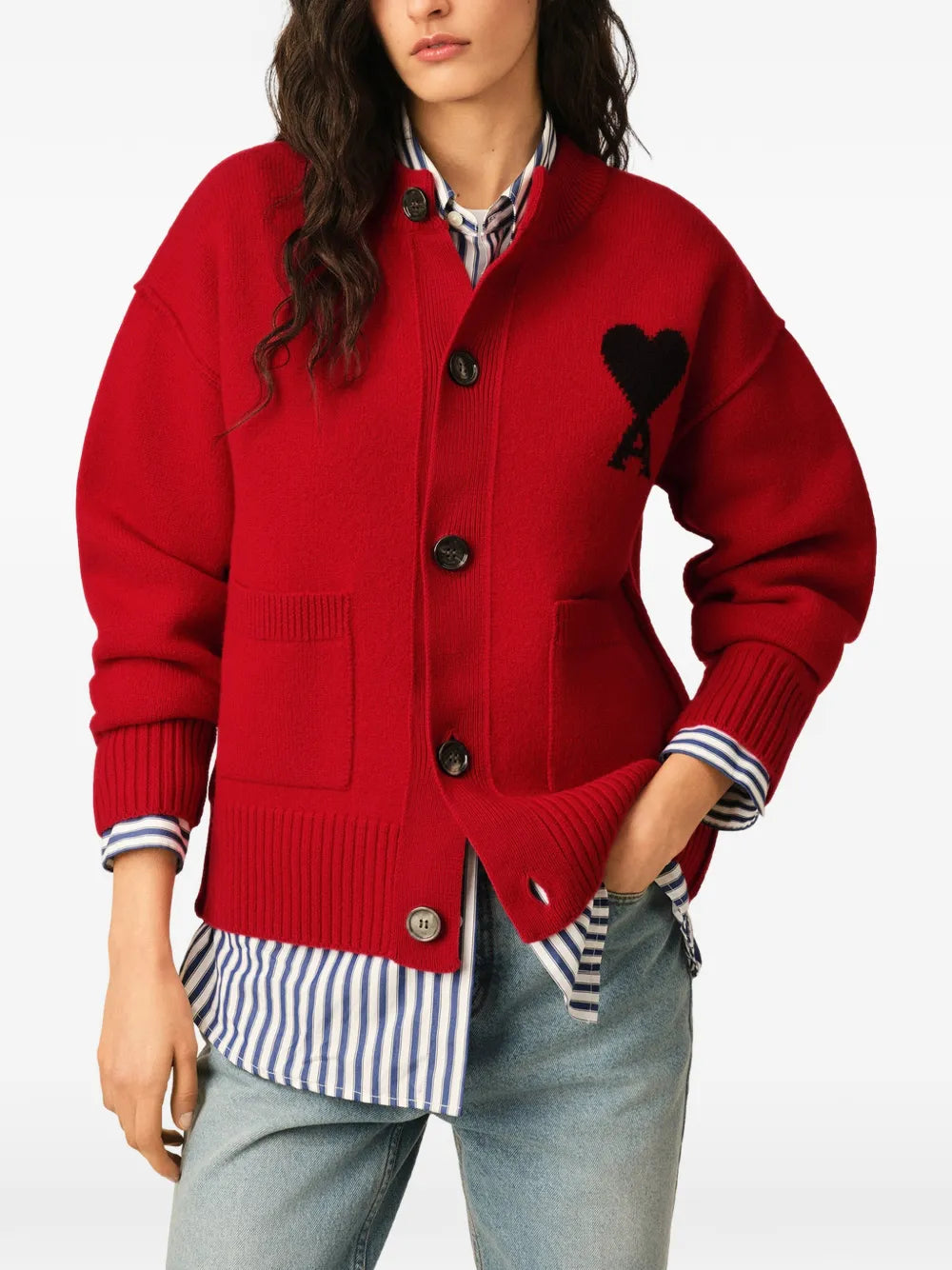 Ami de Coeur Cardigan aus Wolle mit Rundhalsausschnitt