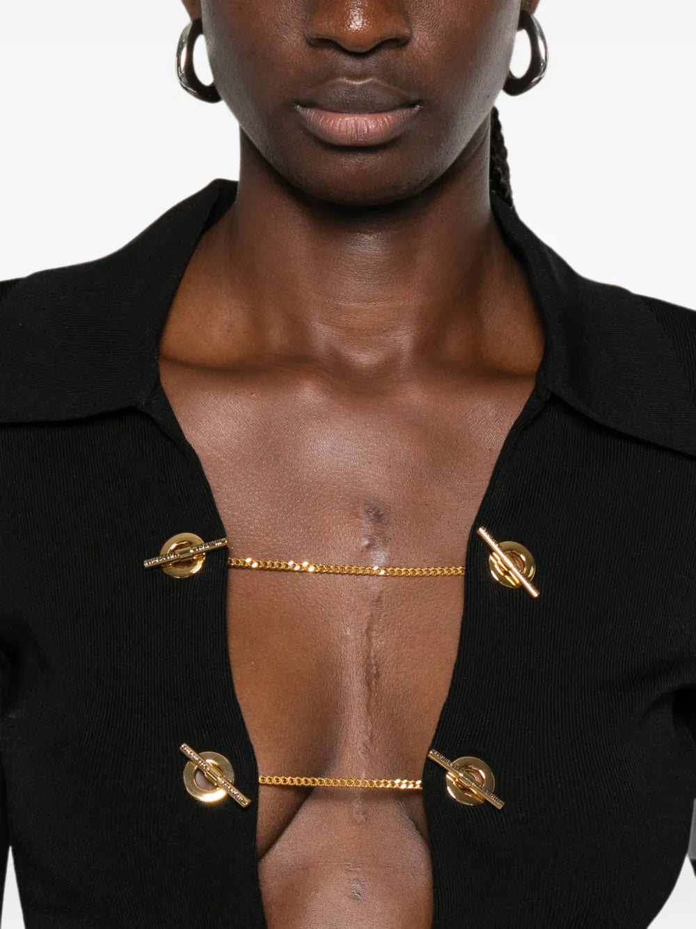 Cut-out bodysuit with chain link details