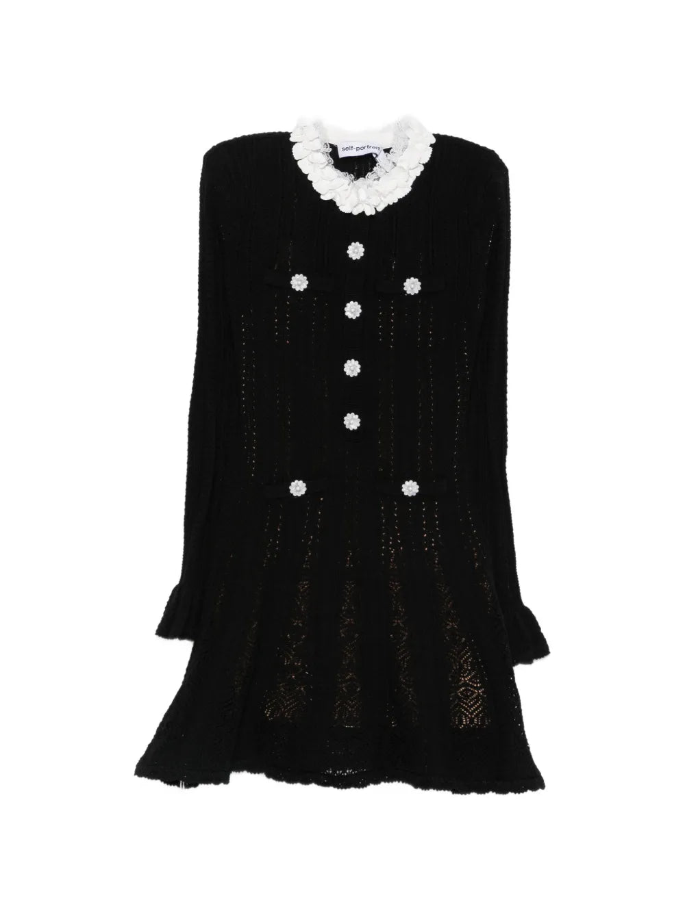 Minikleid mit Spitzenkragen und Blumenknöpfen