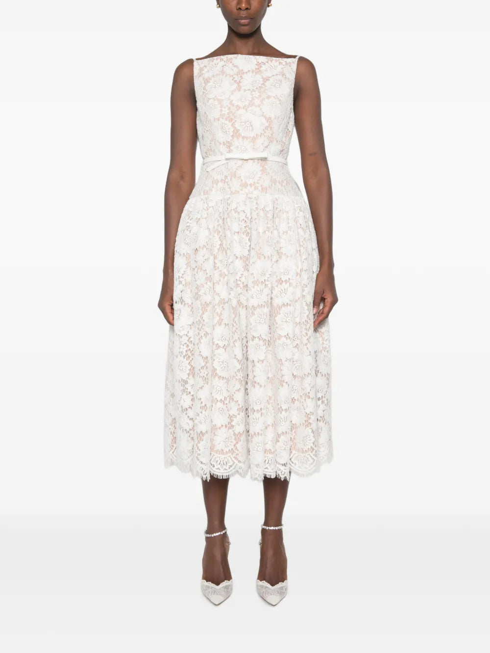 gefüttertes Spitzen-Midikleid