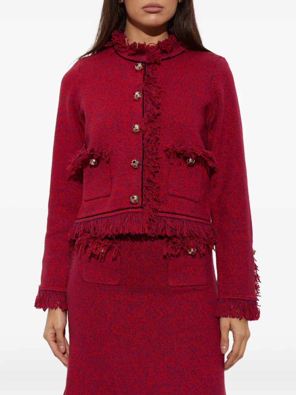 Ausgefranste Damen Strickjacke