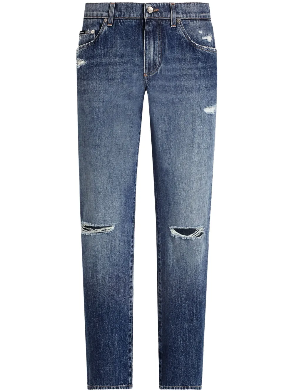 Straight jeans in distressed look