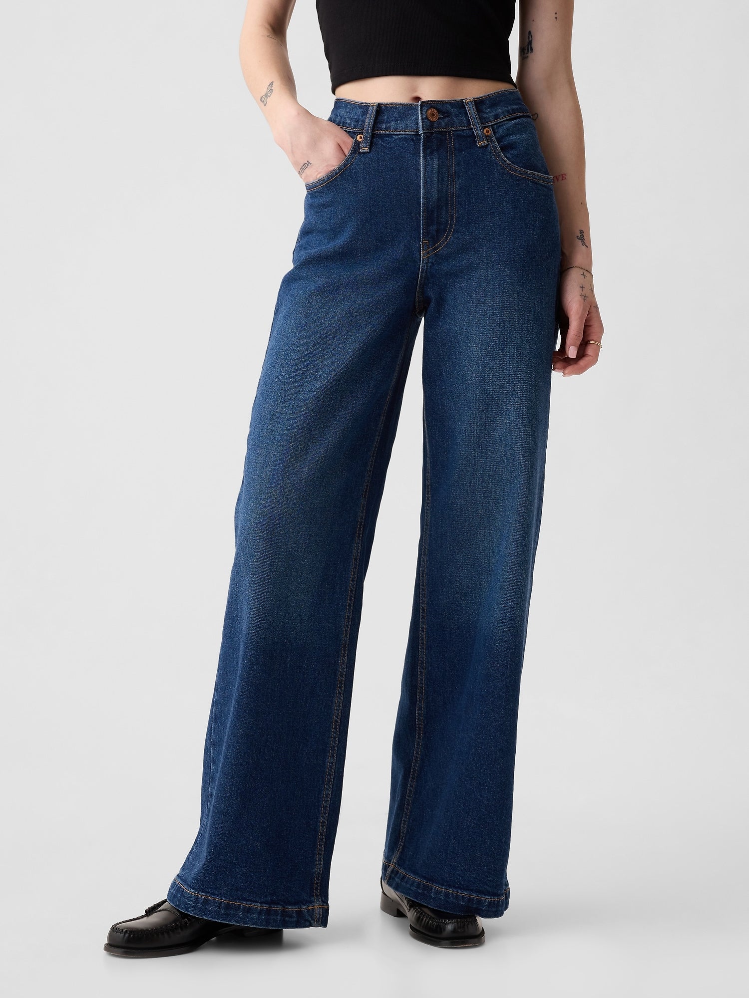 Wide High Rise Stride Jeans