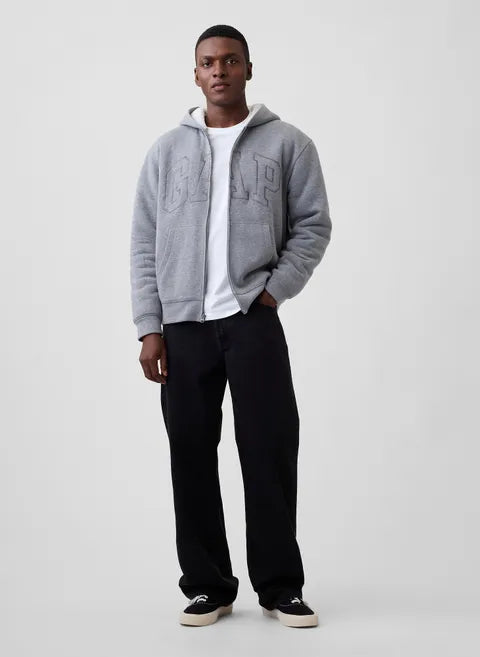 gefütterte Herren Kapuzenjacke mit Logo