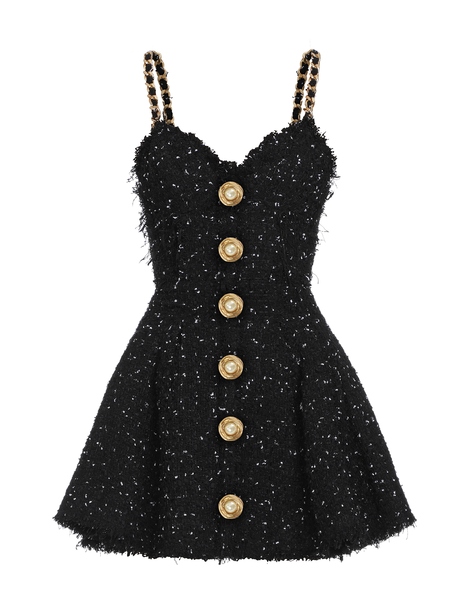 Tweed-Kleid mit Polka Dots