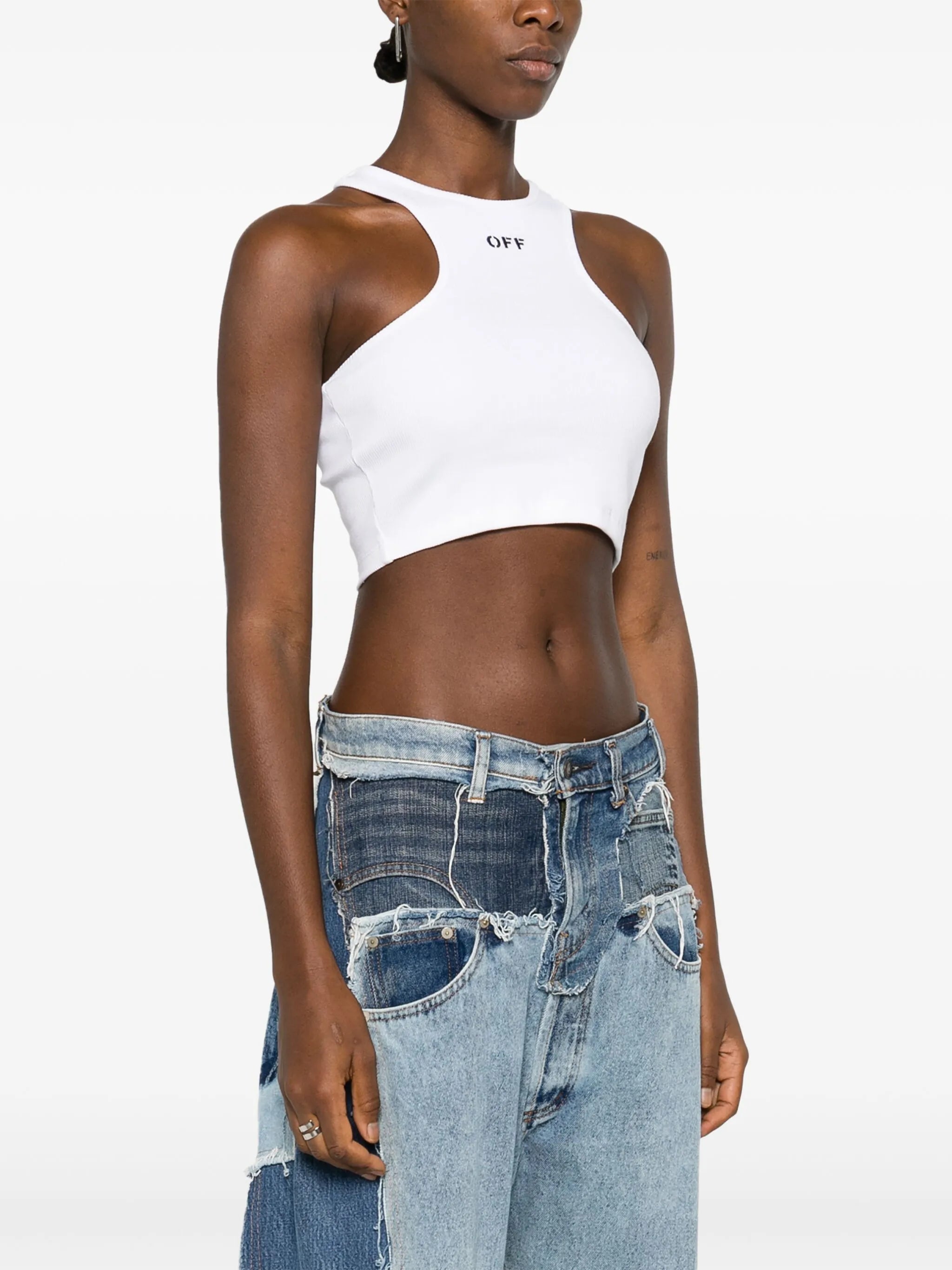 Ribbed Off-Stamp Cropped Top