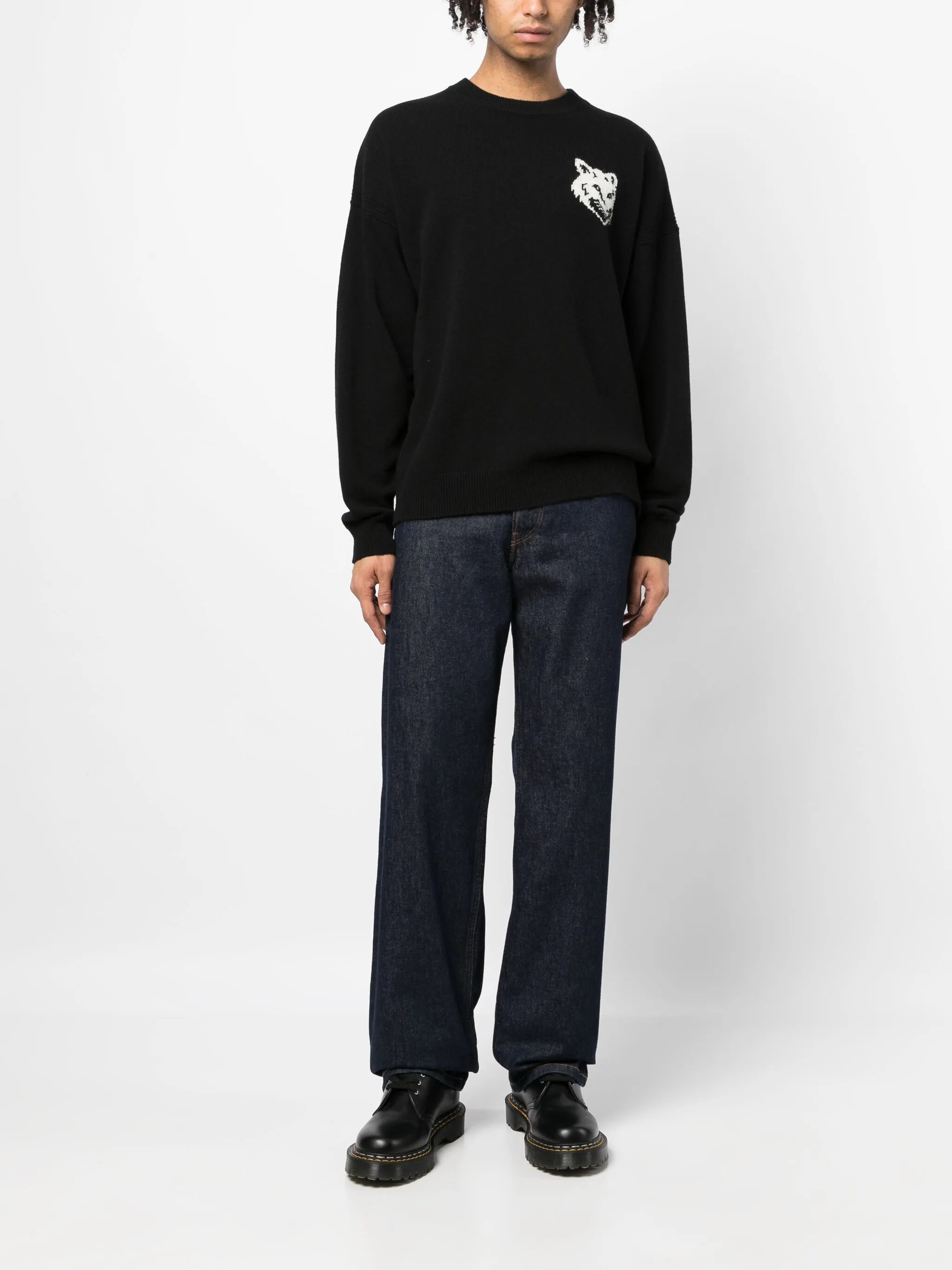 Intarsien-Pullover mit Fuchs