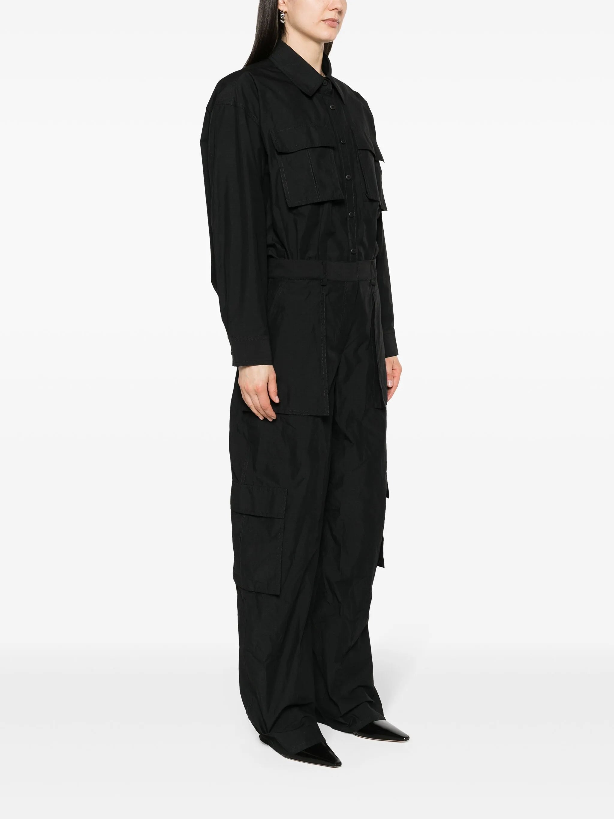 Geknöpfter Cargo-Jumpsuit aus Ripstop