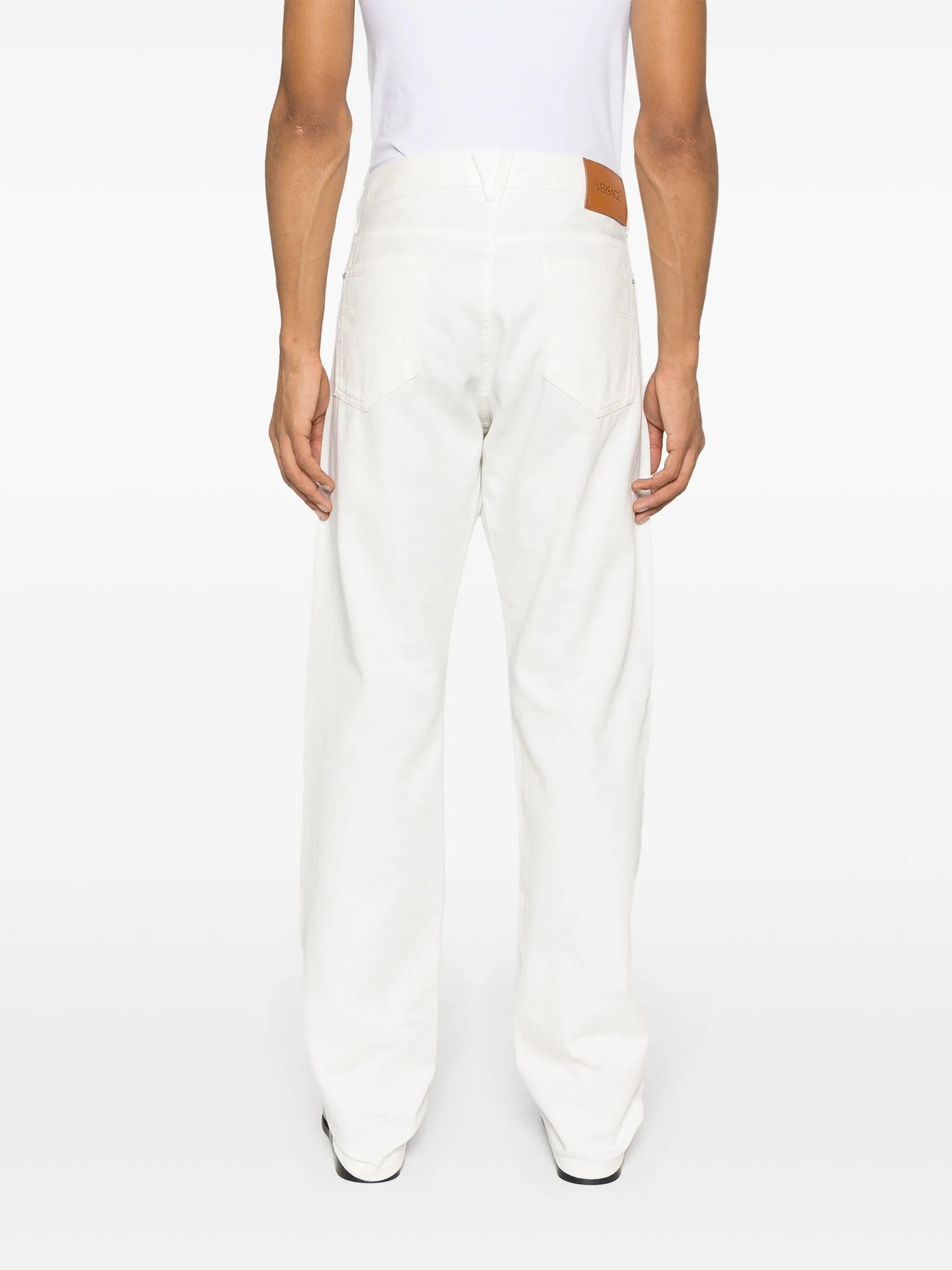 Halbhohe Straight-Leg-Jeans mit Medusa Head-Motiv