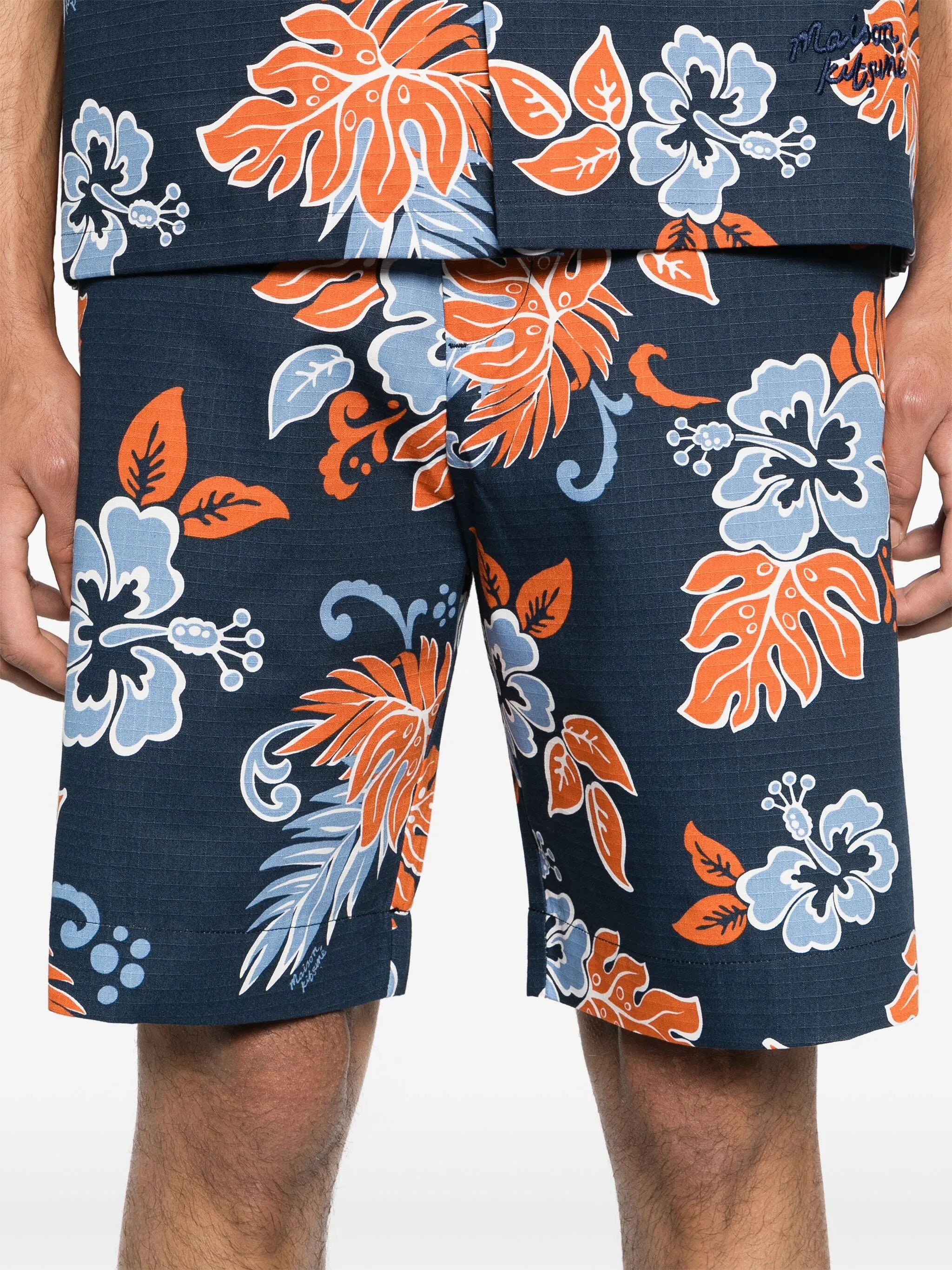 Ripstop-Shorts mit Blumen-Print