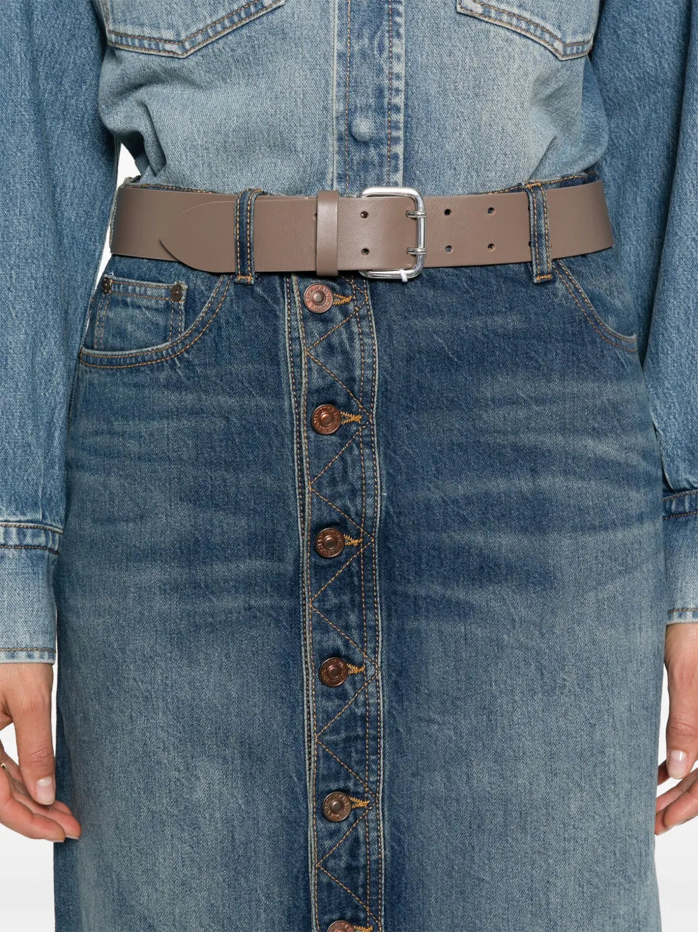 Halbhoher Jeans-Midirock