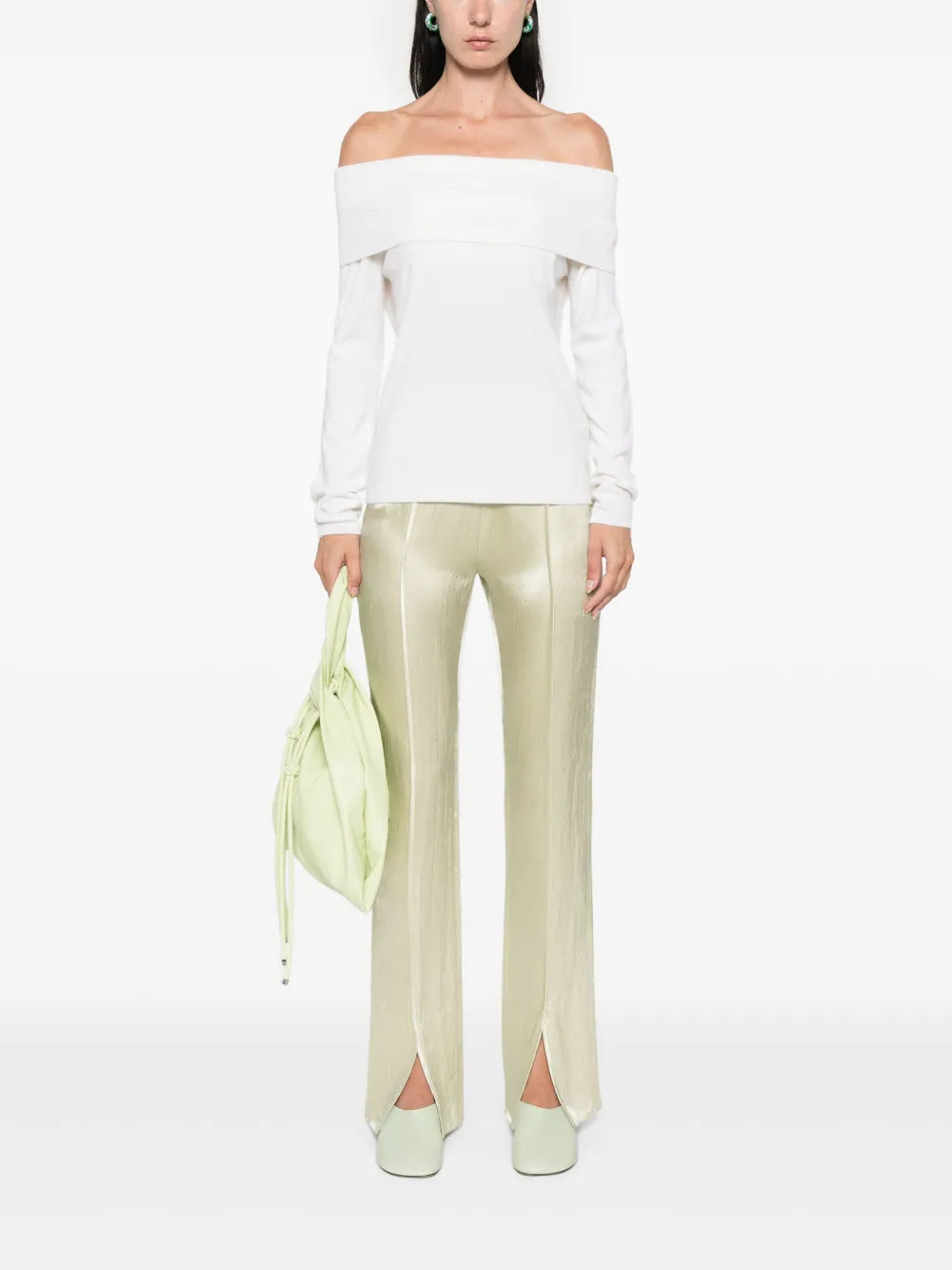Off-shoulder cashmere sweater