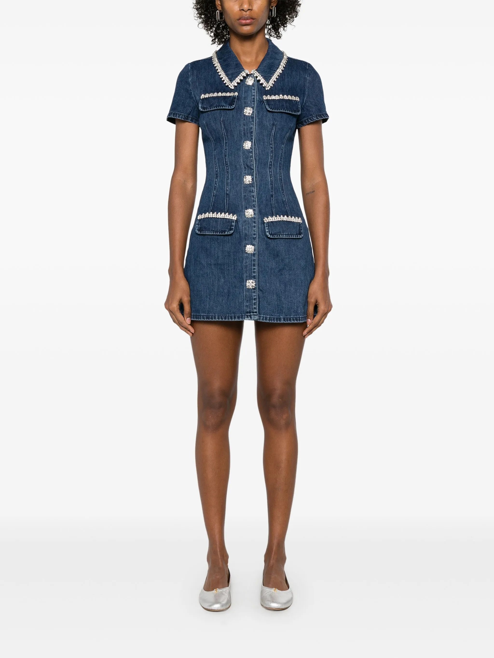 Jeans-Minikleid mit Kragen